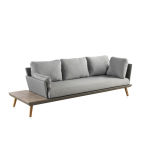 Canapé pour salon d'angle de jardin en aluminium tissu et imitation bois