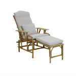 Chaise longue vintage en rotin avec coussin