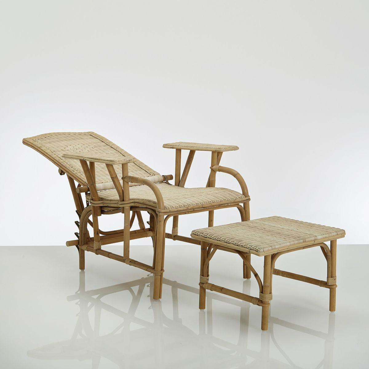 Chaise longue en rotin vintage Kok  Brin d'Ouest