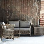 Canapé, fauteuil et table basse en rotin naturel vintage Sika Design