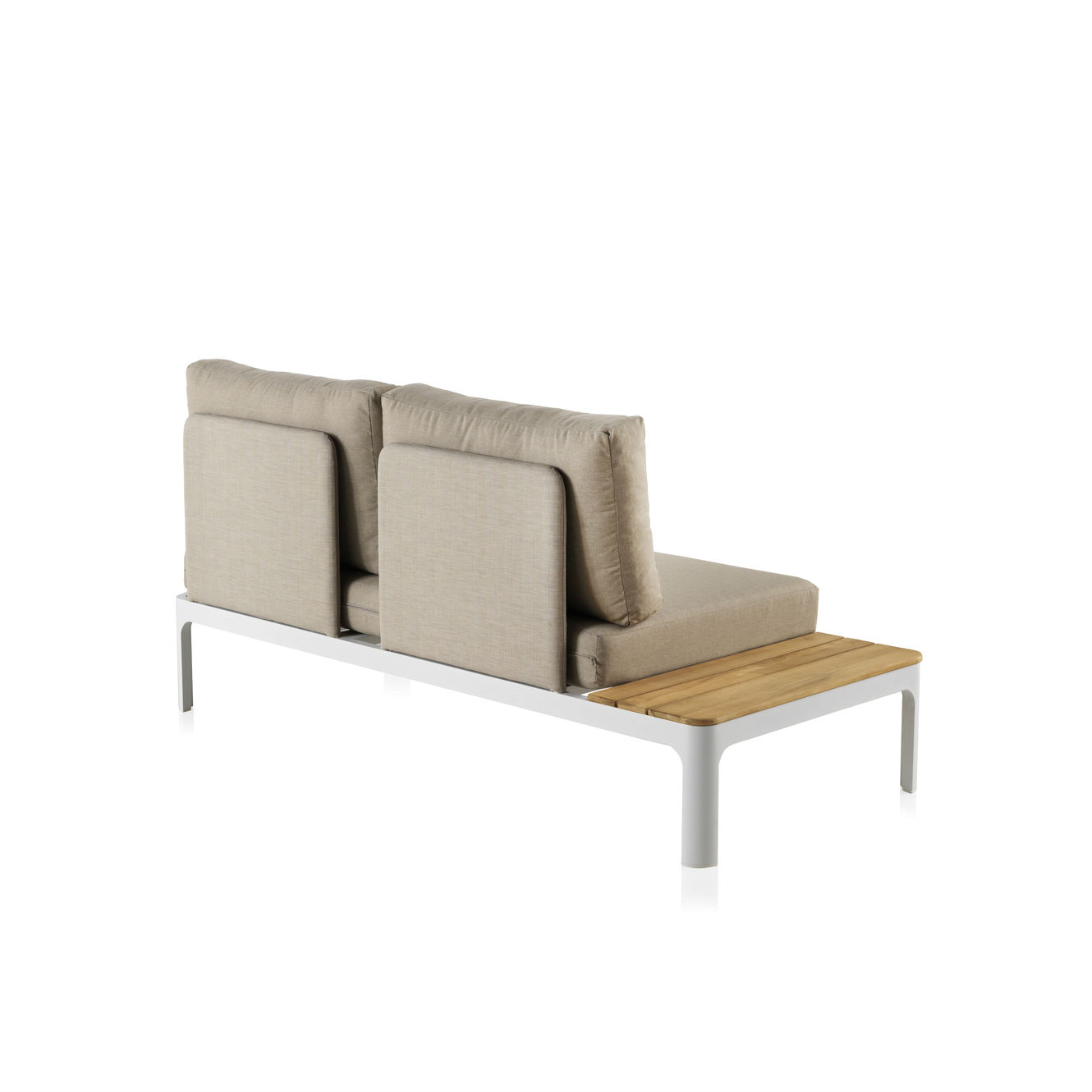 Salon De Jardin Design ROSA En Aluminium Et Teck - Canapé 4 Places Sans Fauteuil - Coussins Déperlants - Haut De Gamme