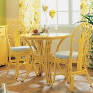 Table ronde en rotin 90 cm avec 2 chaises en rotin
