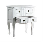 petite console blanche en pin massif avec tiroirs