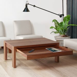 Table basse scandinave avec tiroirs en bois lima Couleur bois