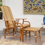 chaise longue et repose pied en rotin