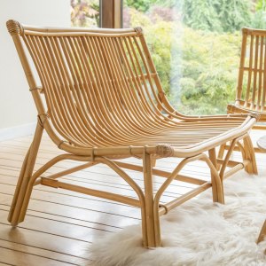 banquette en rotin naturel