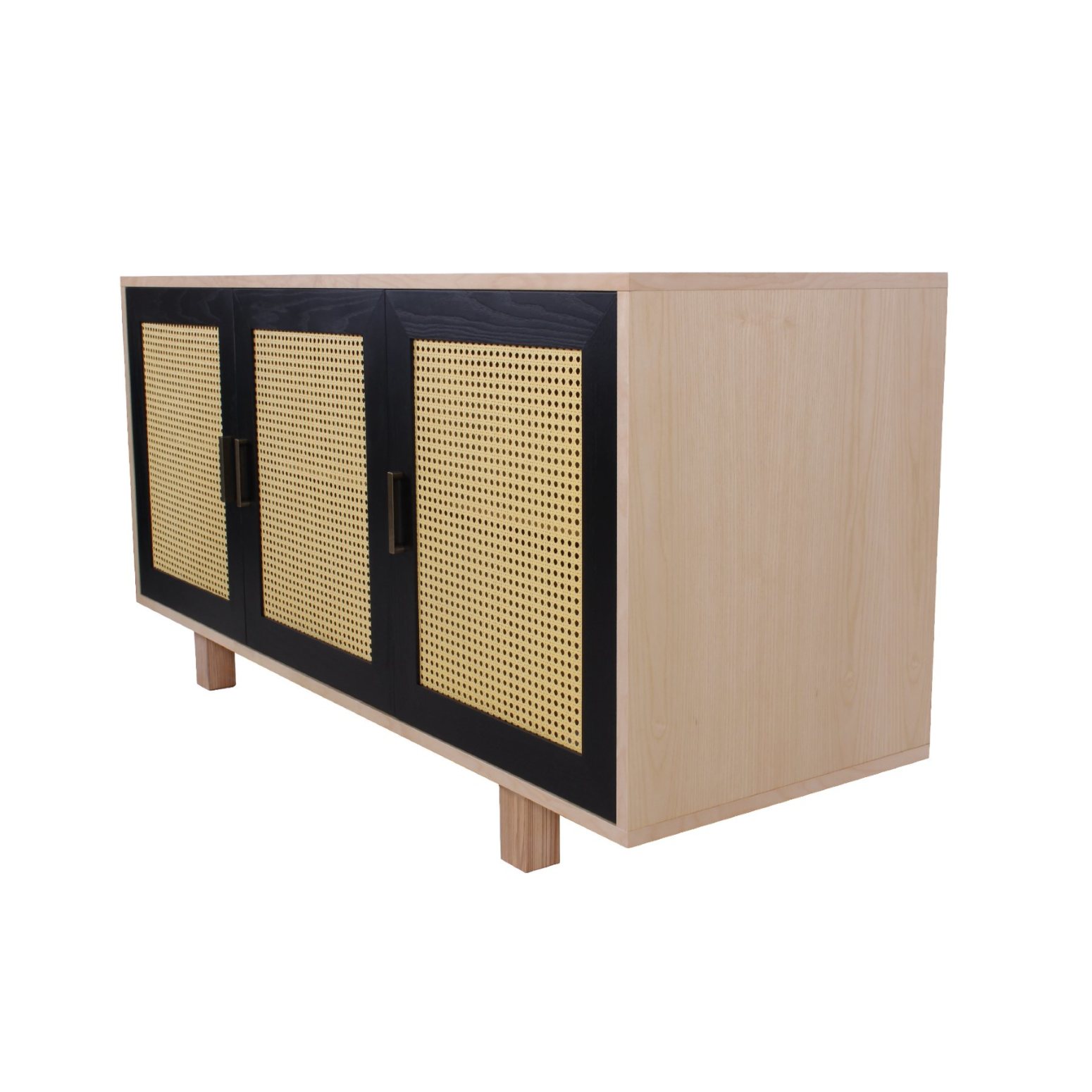 Buffet De Salon En Cannage 120 X 76 X 40 Cm - Style Bohème - 3 Portes, 2 Niveaux - Rangement élégant Pour Salle à Manger, Entrée - 4
