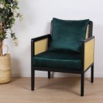 fauteuil en velours et cannage