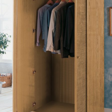 Armoire de rangement en rotin naturel avec penderie