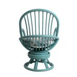 Fauteuil qui tourne en rotin bleu turquoise