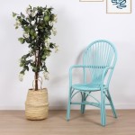 Fauteuil en rotin bleu turquoise déco