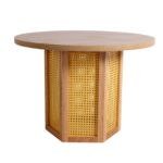 Table basse bois et cannage couleur naturelle