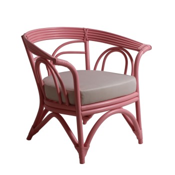 fauteuil rotin design couleur rose