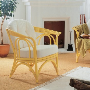 Fauteuil de salon en rotin jaune