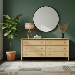 Commode 6 tiroirs rotin naturel pour la chambre