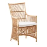 Fauteuil Da Vinci en rotin naturel avec coussin