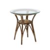 Table guéridon design en rotin avec verre