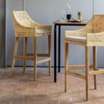 Chaise de bar en rotin avec dossier