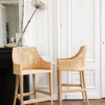 Tabourets de bar en rotin et teck