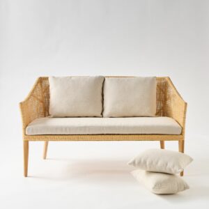 Canapé d'intérieur en bois et rotin 2 places