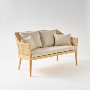 Canapé pour l'intérieur en rotin et teck