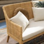 Canapé 2 places avec coussin en rotin et bois
