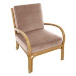 Fauteuil en rotin naturel coussins rose beige