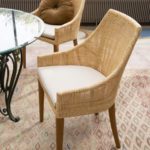 Fauteuil de table rotin et teck avec coussin