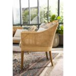 Fauteuil en rotin pieds en teck avec coussin