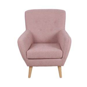 Fauteuil de salon scandinave en tissu avec pieds en bois