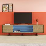 Meuble tv 240 cm en chêne naturel avec pies métal noir