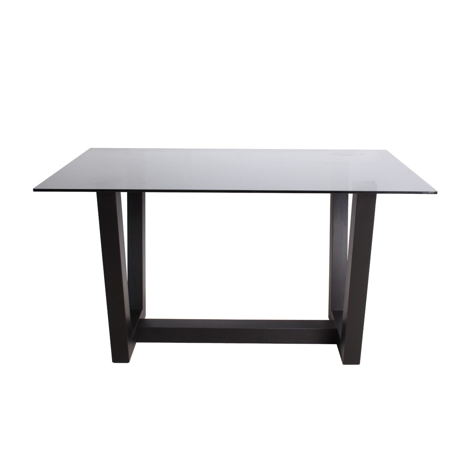 Table de salle à manger rectangulaire pieds noir et plateau verre
