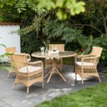 Table de jardin ronde en résine avec fauteuils de table