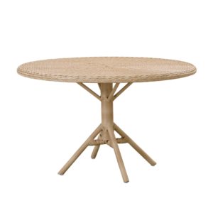 Table d'extérieur 120 cm en résine tressée couleur naturel