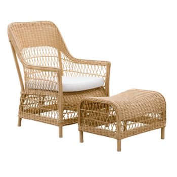 Fauteuil de jardin résine tressée confort avec repose pied