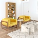 Deux fauteuils de salon en bois massif design