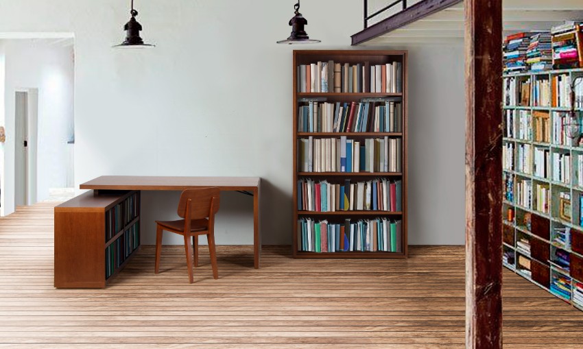 Meuble bibliothèque en bois avec bureau