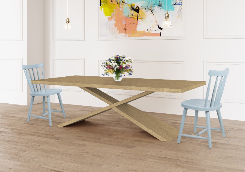 Table de salle à manger design en bois rectangulaire avec chaises