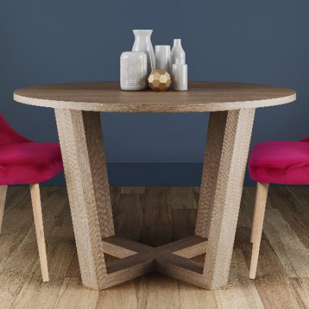 Table ronde de salle à manger en bois avec chaises