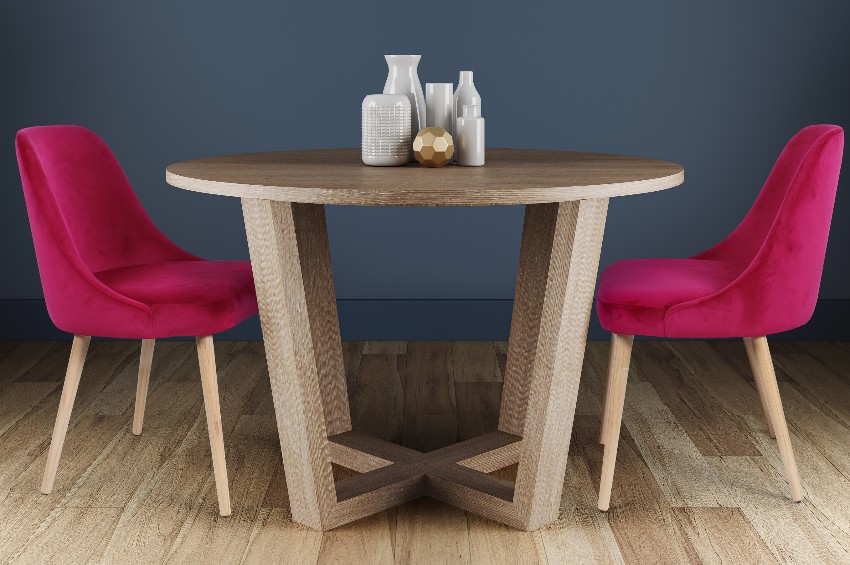 Table ronde de salle à manger en bois avec chaises