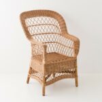 Fauteuil brun en osier haut dossier Kok
