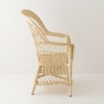 Fauteuil osier blanc haut dossier de profil