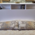 Tête de lit en bois avec rangement laqué blanc