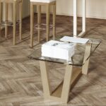 Table basse rectangle pieds bois massif et plateau verre