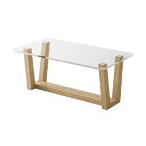 Table basse en bois massif et verre design