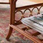 Table basse rotin tressé avec 2 plateaux