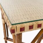 Table de salon rotin rectangle avec plateau verre