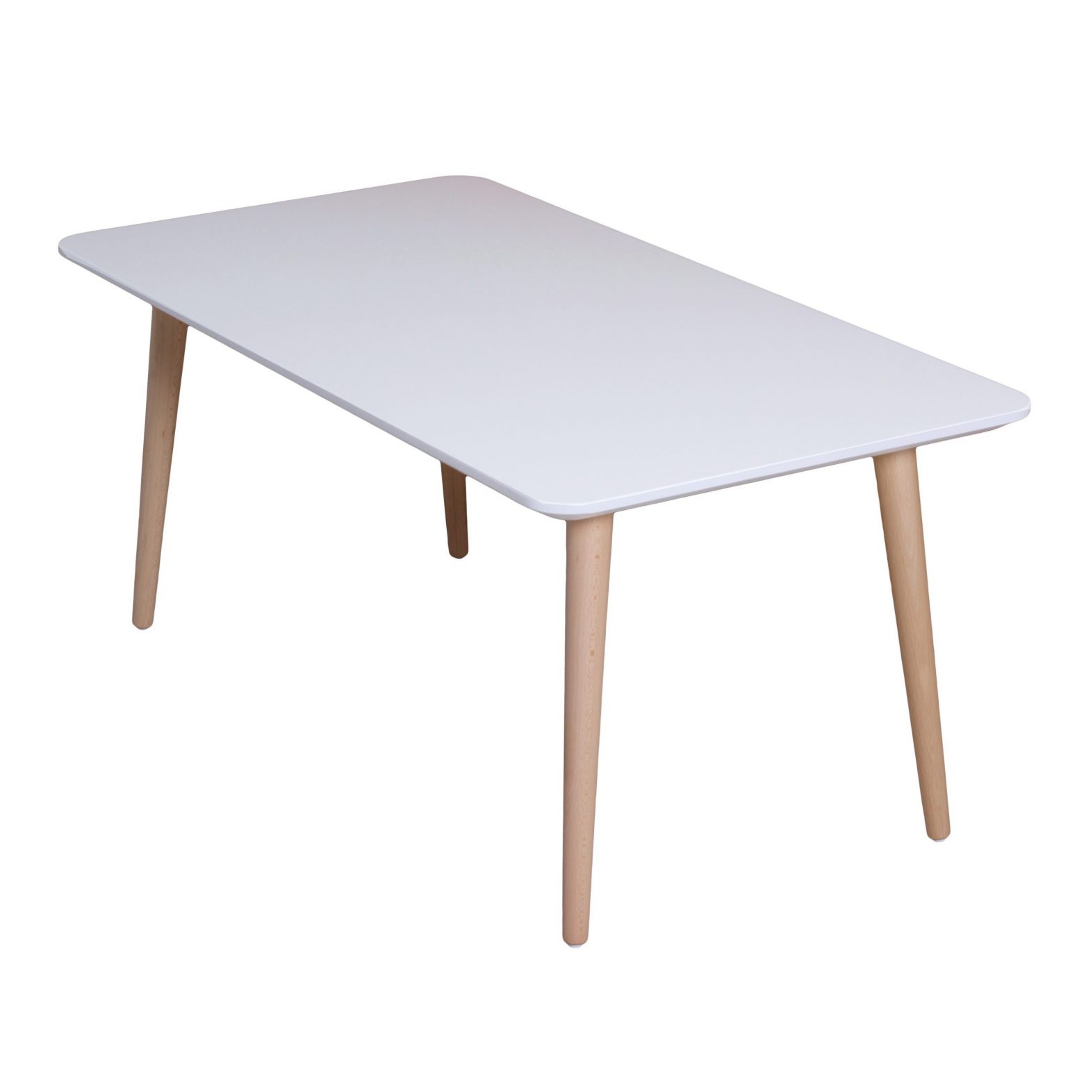 Table de salon rectangle blanche pieds bois massif