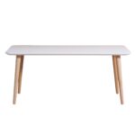 Table rectangulaire scandinave pieds bois et plateau blanc