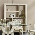 Bibliothèque déco en bois et rotin blanche